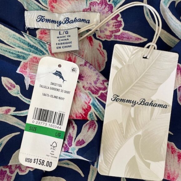 TOMMY BAHAMA Talulla Gardens Camp Shirt in Island Navy L - Picture 3 of 16